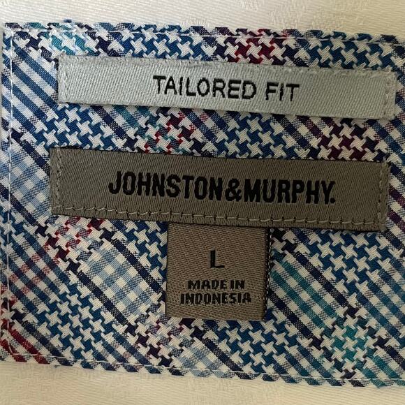Johnston & Murphy Button Up Shirt Tailored Fit Sz L White Tonal Paisley Cotton - Picture 2 of 16